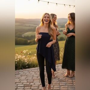 Milly Navy Penny Top Asymmetrical Chic Designer elevated NWT luxury shirt